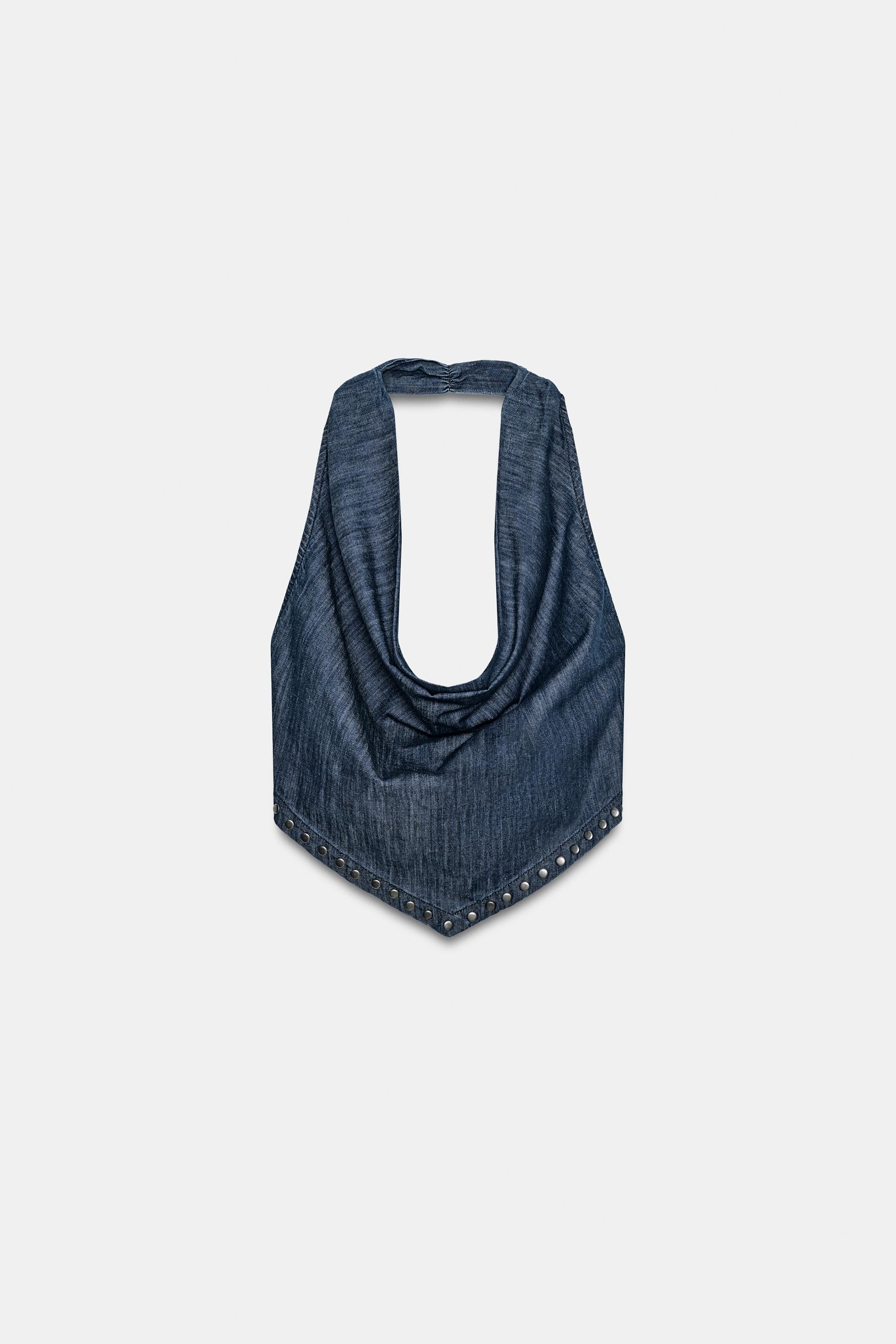 OPEN-BACK STUDDED HALTER TOP